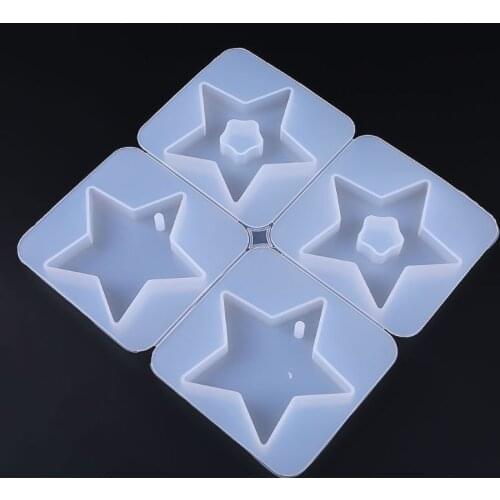 4 Pcs/set DIY Crystal Epoxy Hanging Jewelry Making Mould Heart Shaped Round Wave Handmade Pendant Molds Resin Gypsum Silicone