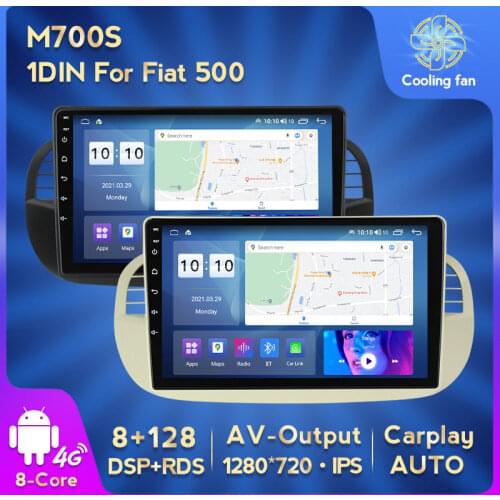7"HD Touch Screen Quad Core Android 10 Car DVD Player FOR FIAT 500 Radio GPS DSP WIFI 3G BT Steering wheel Control Stereo