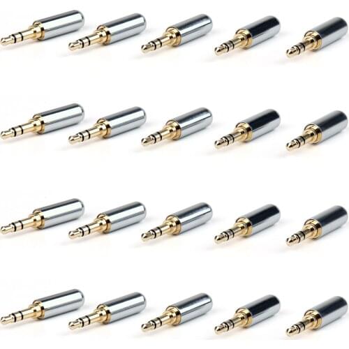 Areyourshop 20PCs Silver Copper Gold Plated 3.5mm 3.5 Male Stereo Jack Plug Soldering Connector DIY