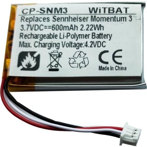 TTVXO 600mAh Wireless Headset for Sennheiser Momentum 3 Wireless MOMENTUM True Wireless 2 Battery AHB622540N1 AHB622540PCT-02