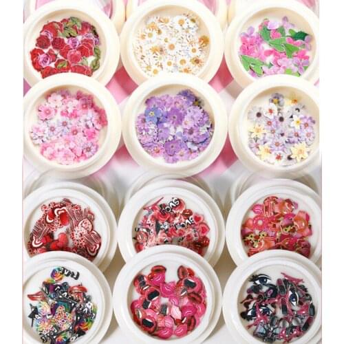 6 Boxes/bags Nail Sequins Valentines Day Color Flowers Butterfly Nail Art Wood Pulp Nail Decoration Nail Supplies Nails