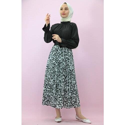 Muslim Woman Long skirt Patterned Shiny Skirt Black Modest Clothing Summer New Trend