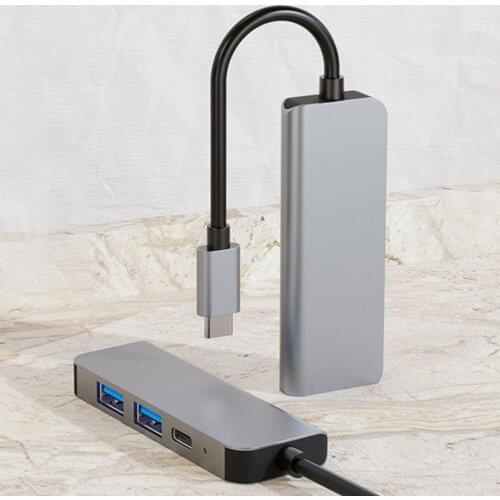 HOT SALE!Docking Station Dual USB 3.0 Ports 4 in 1 4K High Definition Video Output USB C Cable Hub Converter for Computer