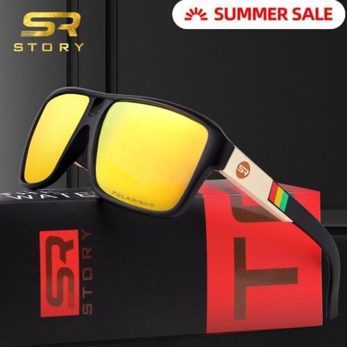 STORY 2020 Square Polarized Sunglasses Men Driving Fishing Sport Brand Design Cool Shades Sun Glasses Outdoor Classic Male Black