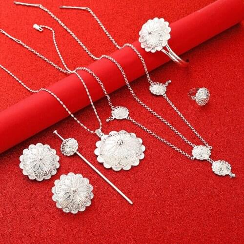 Ethiopian Jewelry Set Pendant Necklaces Earrings Bangle Ring Eritrea Habesha Jewellery Set