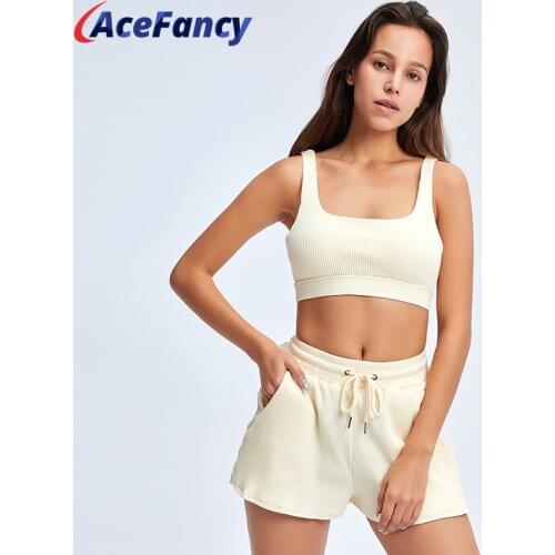 Acefancy Yoga Sets Women Gym Clothes Sport Bra Push Up Athletic Gym Shorts Women Gym Clothing ZC4404B Sports Wear For Women Gym