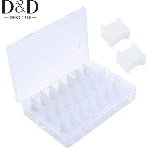24 Grids Embroidery Floss Organizer Box with 30/60/90pcs Plastic Floss Bobbins DIY Cross Stitch Storage Box Sewing Tools