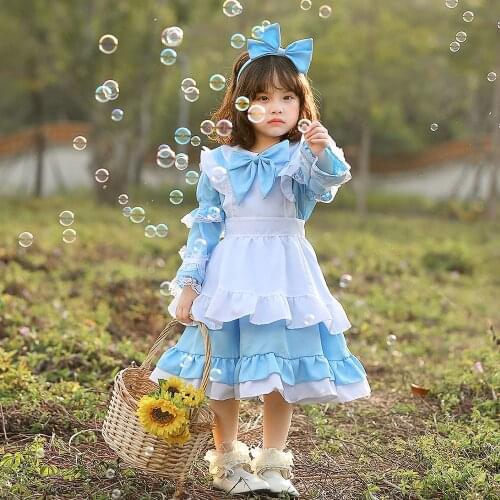 Umorden Halloween Costumes for Child Alice In Wonderland Dress Girls Fantasia Cute Maid Cosplay