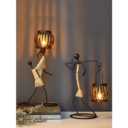 Creative Human Form Candle Holder Nordic Iron Art Candlestick Vintage Home Decoration Accessories Romantic Wedding Candelabros