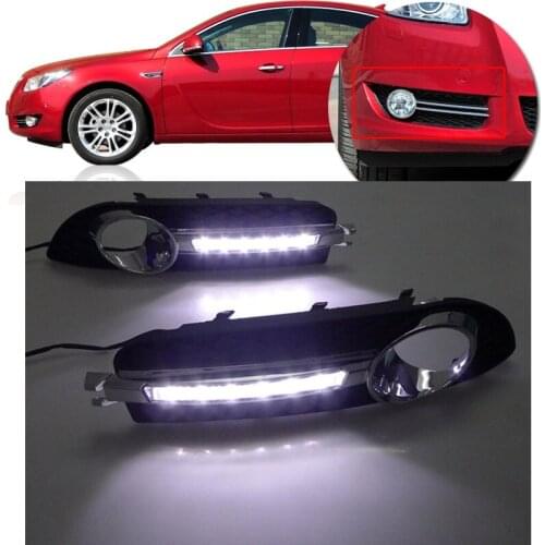 CAPQX 1Pair Front Bumper Fog light cover with Running light Daytime DRL light For Buick Regal 2009 2010 2011 2012 Fog Lamp Lid