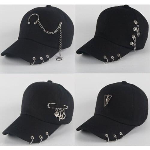 Fashion hip hop cotton baseball cap Creative Piercing Ring Caps Punk Adult Casual Solid Adjustable Unisex hat Snapback hats