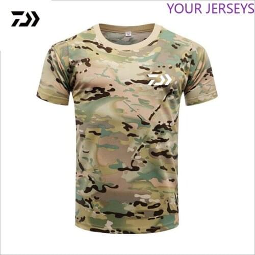 Men DAIWA Fishing T Shirt Summer Man Short Sleeve Camouflage Fishing Clothing Outdoor Sport Breathable Quick Dry Fishing Clothes