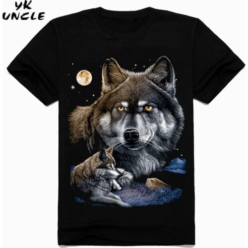 2016 Men Brand New Wolf Printed T shirt Short-Sleeve T shirt 3D T-shirt Rock Casual Streetwear T-shirt Rock For Men,YK UNCLE