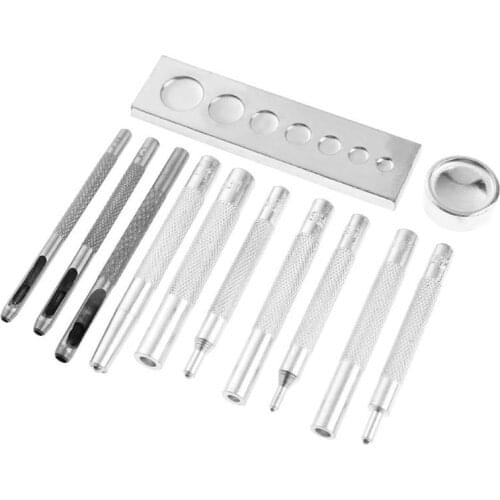 12pcs Snap Rivet Fastener Buttons Installation Tool Kit for DIY Leather Crafts Hand Punch Tool Set DIY Material Accessories