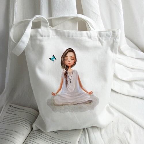 New Fashion Women Shopping Bag Girls School Bags Ladies Canvas Cartoon Girl Printed Shoulder Bags Totes Beach Bags