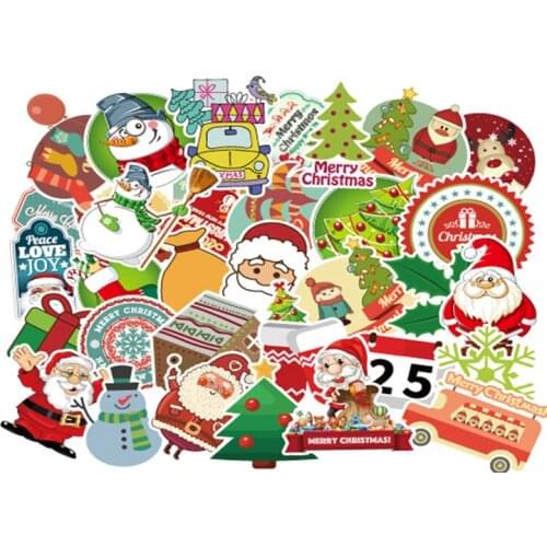 New 100PCS Christmas Stickers Gift for Children Matte Lovely Snowflake Elk Festival Decor Sticker DIY Scrapbook Laptop Snowboard