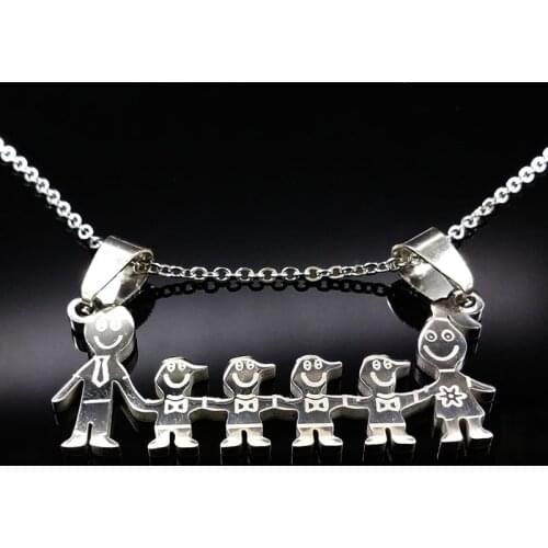 MAMA Stainless Steel Necklace Boy Girl Pendant Necklaces Mom Kids Silver Color Family Neckless For Women ND16A