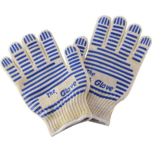 BBQ Grill Gloves,Oven Heat Resistant Cooking Gloves for Barbeque Grilling Frying Baking Smoking Potholder Leedemore,S/2 Blue
