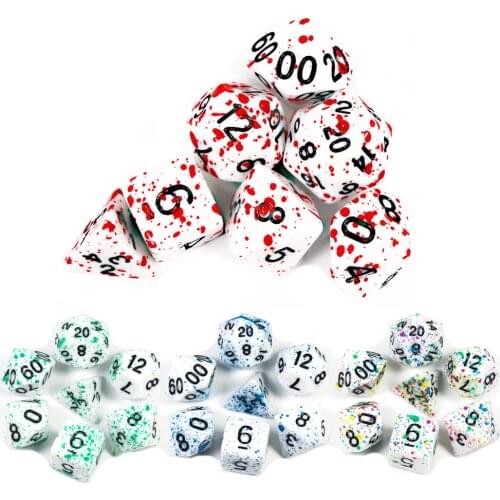 7Pcs/Set Polyhedral TRPG Games Opaque D4-D20 Multi Sides Dice Pop for Board Party