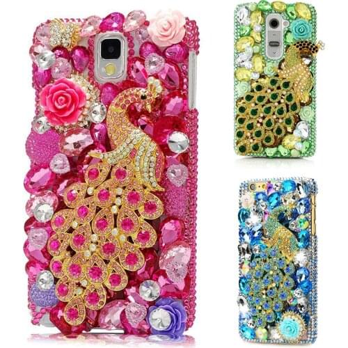 Luxury Protection Phone Cases For iPhone 11 12 Pro Max XR XS Max X 8 7 6 6S Plus Clear Stone peacock Case Bling Girls Back Cover