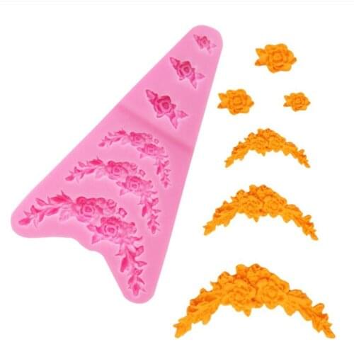 DIY Sugarcraft Flower silicone mold fondant molds Wedding cake border decorating tools chocolate gumpaste mould