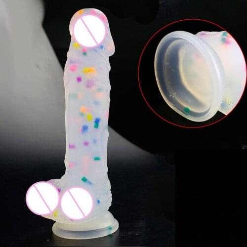 Jelly Medical silicone Dildo Realistic Adult Toys Soft Strapon Artificial Penis Large Dildo Bullet colourful Sex Toys for Woman