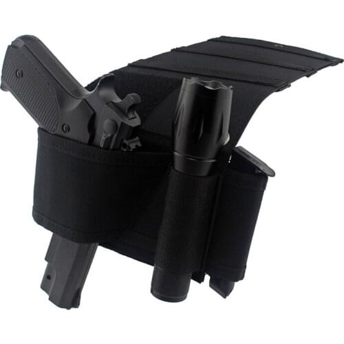 Tactical Adjustable Under Mattress Bedside Pistol Holster Car Seat Desk Gun Handgun Holster with Flashlight Loop Magazine Holder