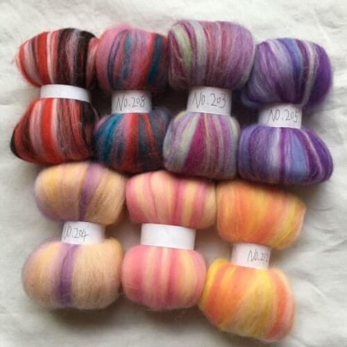 WFPFBEC 7colors Australia 20um sheep 100% wool fiber needle felting wool for felt wool roving 10g/20g/50g/100g/color