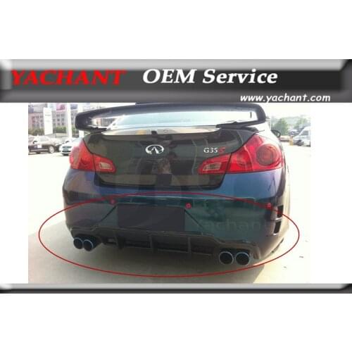 Fiber Glass Rear Bumper with Carbon Diffuser Lip For 07-15 V36 G25 G35 G37 Q40 4D Sedan Elite II Style Rear Bumper Quad Exhaust
