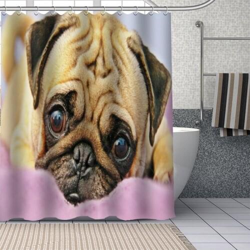 Custom pug cute dog Shower Curtains DIY Bathroom Curtain Fabric Washable Polyester for Bathtub Art Decor Drop Shipping