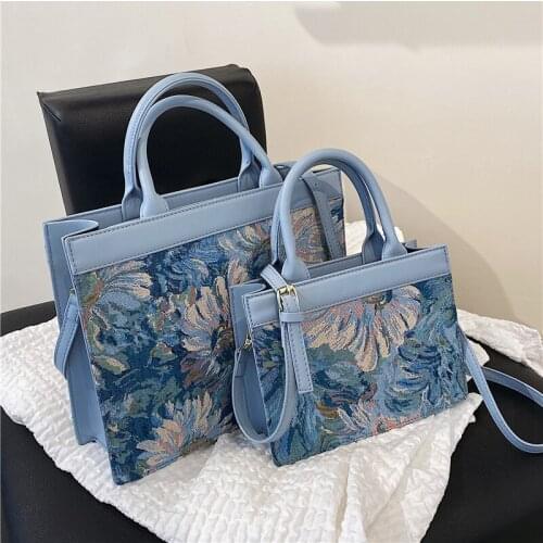 Vintage Flower Oil Patinting Big Tote Bags For Women Designer Handbags High Quality Large Capacity Ladies Shoulder Crossbody Bag