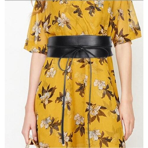 Women Lady Sexy Stretch Buckle Waist Belt Bow Wide PU Leather Elastic Corset Waistband Beige Black Red White Camel Female Belt