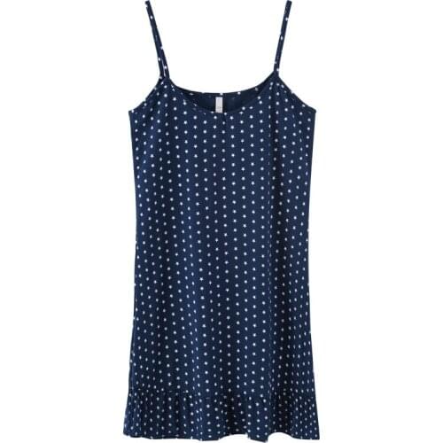 Women summer star strap dress cute girl cotton nightdress female pajamas ladies new strap nightdress sleepshirt women sleepwear
