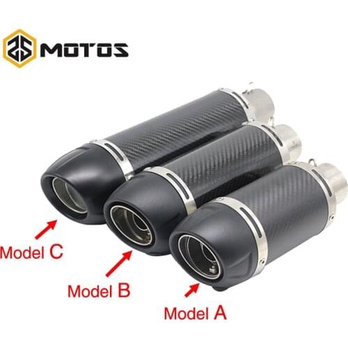 ZS MOTOS 51mm Universal Motorcycle Carbon Fiber Exhaust Muffler Modified Exhaust Stainless Steel Fit Most Motorbike