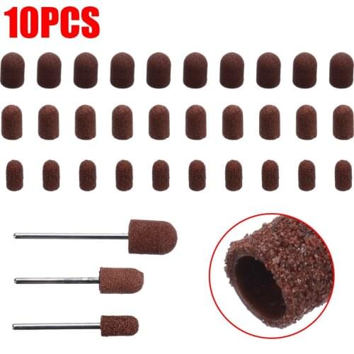 10pcs Sanding Cap Mandrel Surface Burr Nail Art Drill Machine for Manicure Sander Cleaning Polishing Abrasive Tools Accessories