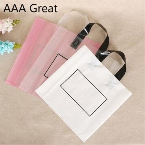 100Pcs/Lot Plastic Shopping Bags Handle Clothes Gift Packaging Pouches Package Handle Bag Storage Supermarket Christmas Supplies