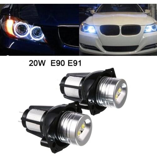 2pcs 1200LM 20W 9-32V Headlight Angel Eye Ring Marker Halo Light Led Fit for BMW E90 E91 Conversion