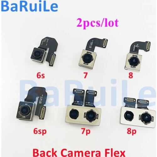 BaRuiLe 2pcs Back Rear Camera Flex Cable for iPhone 6S 7 8 Plus X XR XS Max Flash Ribbon Module Lens Repair Parts Replacement