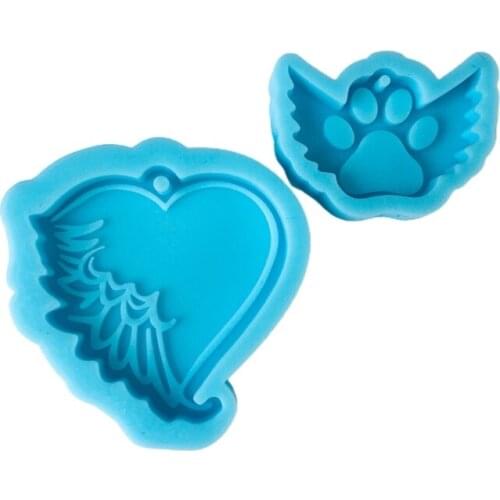 2 Pcs DIY Love Angel Wings Keychain Pendant Jewelry Epoxy Resin Mould Silicone Resin Molds love Silicone Mold