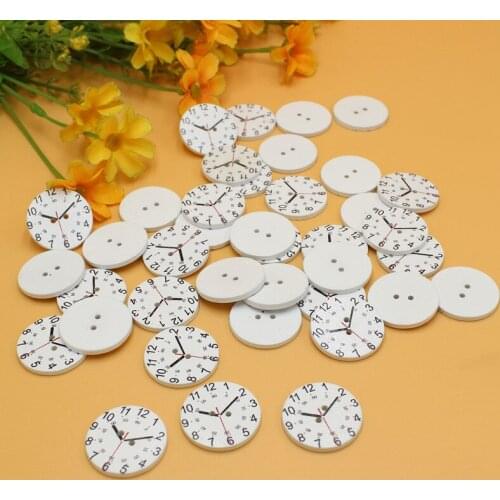 50PCs clock Wood Buttons 2 Holes White Hedgehog For Scrapbooking Handmade DIY Accessories for crafts decorativos