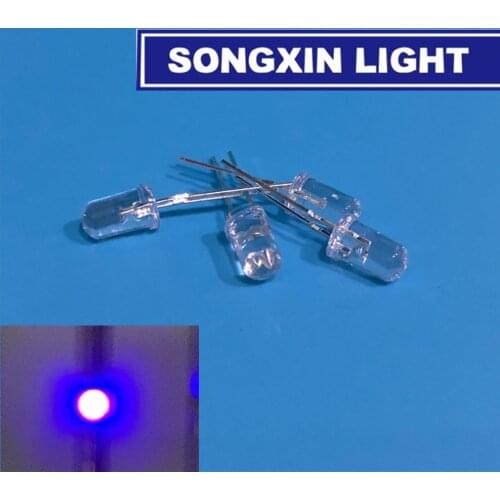 500pcs F5 5mm Round Ultra Violet LED UV Light 390-395nm Purple Lamp Transparents