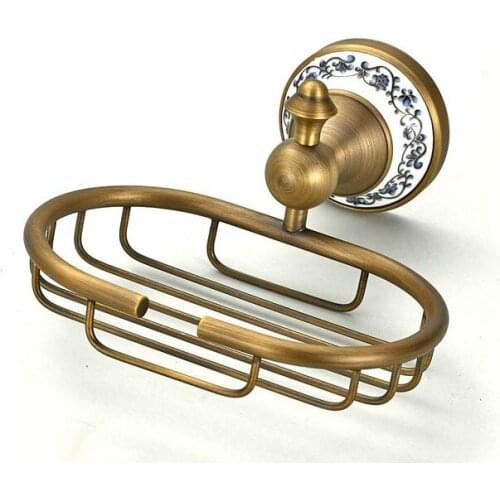 Antique Brass Wall Mounted Bathroom Soap Dish/Soap Storage Basket