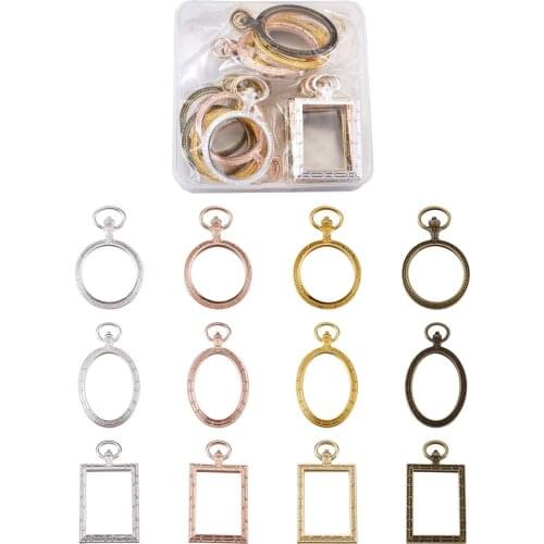 24pcs/box Alloy Open Back Bezel Big Pendants For DIY UV Resin Epoxy Resin Pressed Flower Jewelry Mixed Shapes Mixed Color