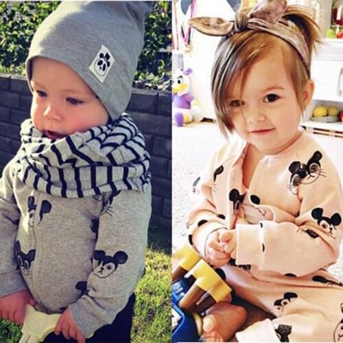 With Children Suit Fleece Two-Piece Male Baby Girl Cartoon Zipper Unlined Upper Garment To Coat Newborn Baby Clothes 0 36 Month