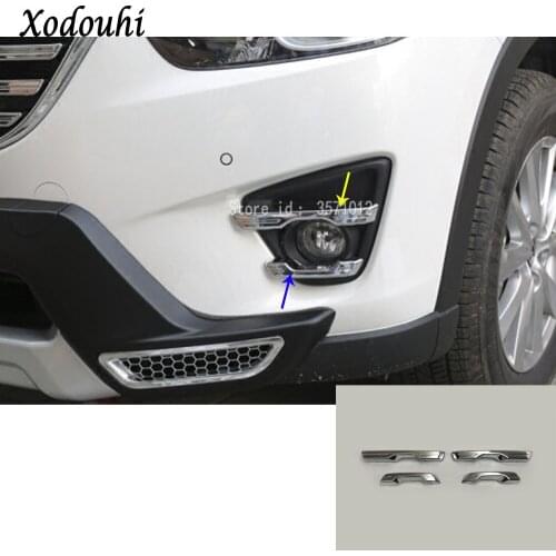 For Mazda CX-5 CX5 2015 2016 Car Body Front Fog Light Lamp Detector Frame Stick Styling ABS Chrome Cover Trim Parts