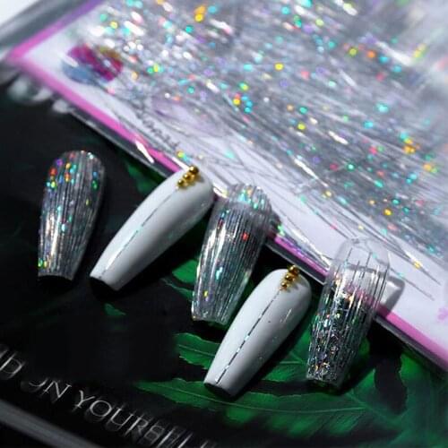 Fluorescence Fiberglass Silk Wire Laser Symphony Line Glitter Mesh Nail Art Accessories Extension Colorful Fiber Glass