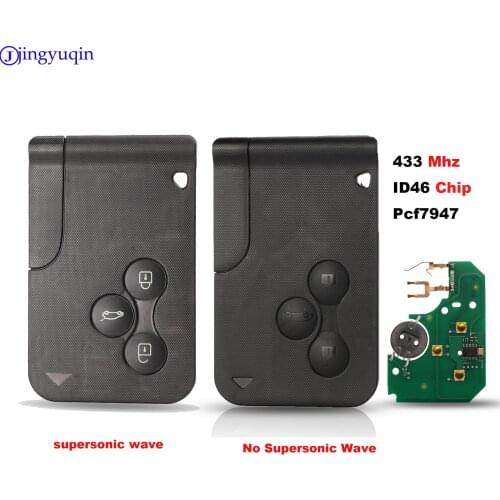 Jingyuqin Smart Key Card For Renault Megane II Scenic II Grand Scenic 2003-2008 433mhz PCF7947 Chip ID46 3 Button PCB Ultrasonic