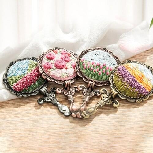 Creative DIY Flower Embroidery kits Makeup Mirror Needlework Set Handmade Swing Art Handwork Craft Friend Gift Home Decor