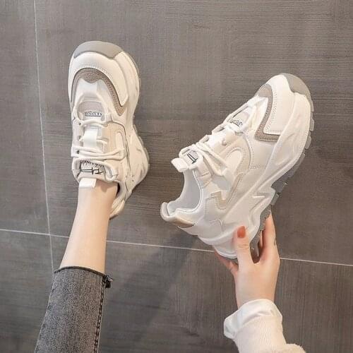 Womens Spring Autumn Platform Chunky Sneakers Ladies White Sports Shoes Breathable Casual Shoes Women Vulcanized Sneakers