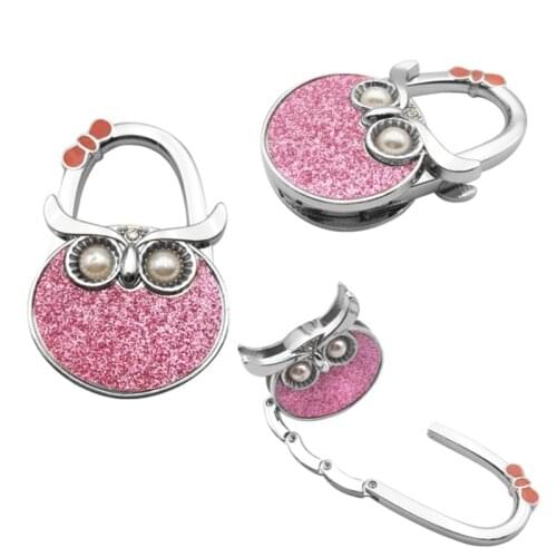 Owl Shape Bag Hook Handbag Hanger Folding Holder Shiny MetalKey Ring Alloy Rack Table Hook Hardware Travel Outdoor Storage